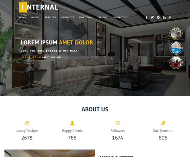 Interior design  template fully integrated using MVC, ,C #, JQuery