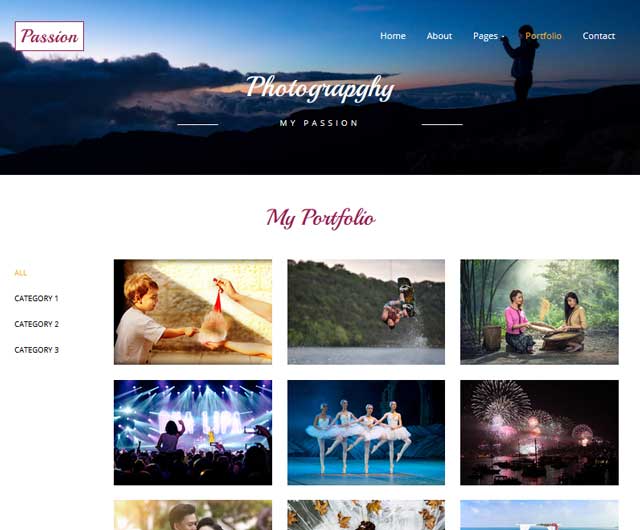 Photography template fully integrated using MVC, ,C #, JQuery