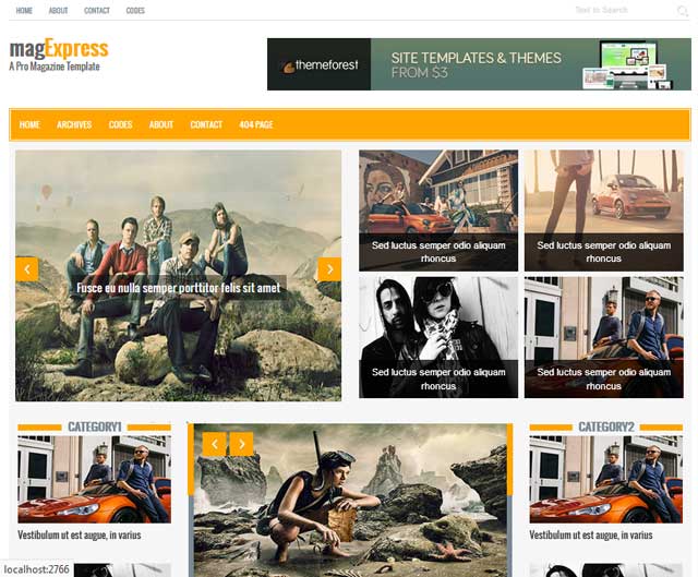 Magazine  template fully integrated using MVC, ,C #, JQuery